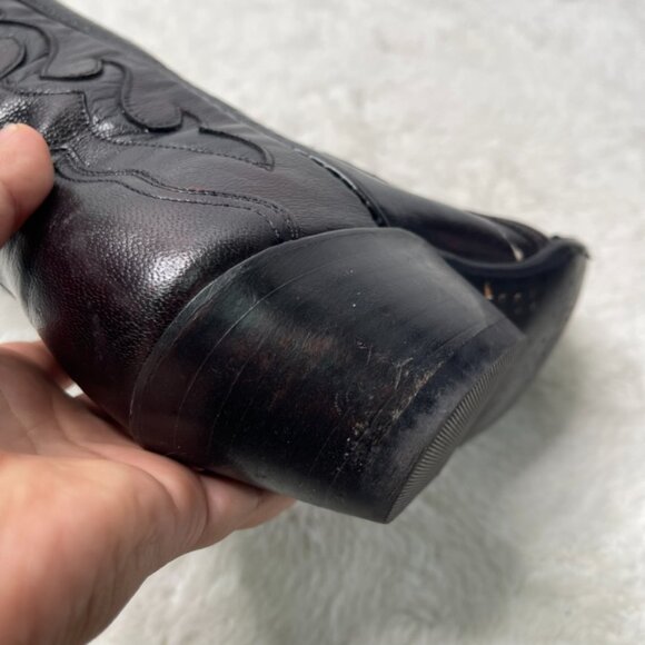 Black Jack Women's Brown Red Cowboy Leather Boots Size 7 - Picture 9 of 14